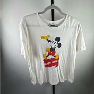 Zara Mickey Mouse T-Shirt Womens Medium White Excellent Disney Graphic Tee